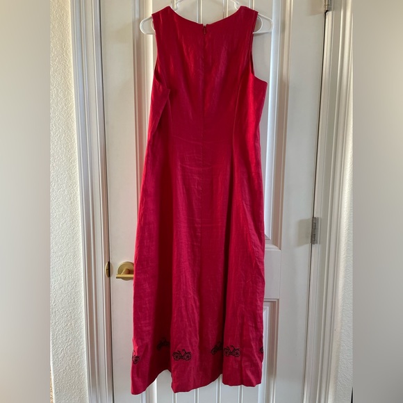 Coldwater Creek Red Sleeveless 100% Linen Embroidered Bicycle Dress | Size 8P - Picture 6 of 6